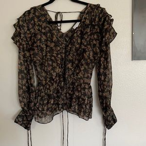 Topshop Sheer Ruffle Top